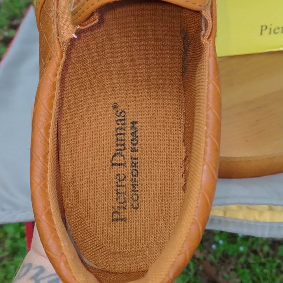 Pierre Dumas Weaved Whiskey Colored Slip On Sneakers Size 8 - Picture 7 of 9